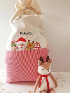 Saco papai noel para presente personalizado com nome - Lunáticas Kids