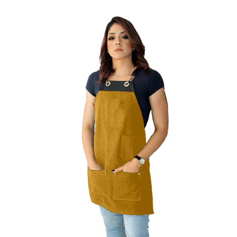 Avental em sarja ferrugem com detalhes em sintético- modelo planta - comprar online