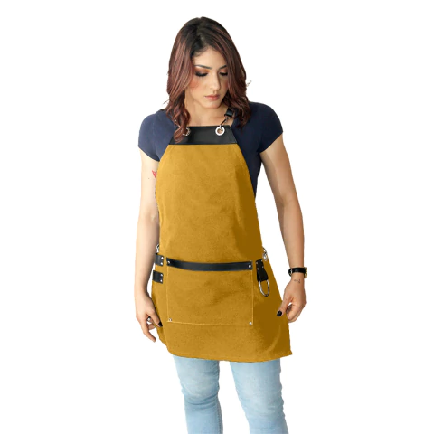 Avental em sarja ferrugem com detalhes em sintético- modelo avodah - comprar online