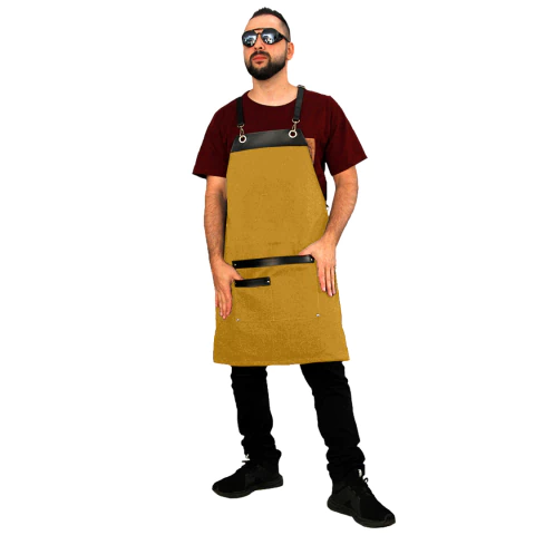 Avental em sarja Ferrugem com detalhes em sintético- modelo onza plus - comprar online
