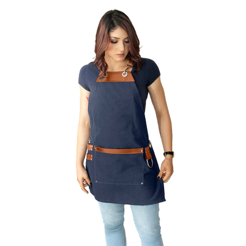 Avental em jeans com detalhes em sintético- modelo avodah - comprar online