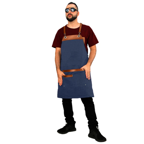 Avental em jeans com detalhes em sintético- modelo onza plus - comprar online