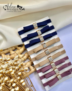Kit Xuxa Elástico com Peça de Strass para Cabelo - 3 xuxas (1 de cada cor)