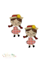 Aplique Acrílico Duplo Corpinho Menina Caipira Vestido Xadrez - 2 unidades