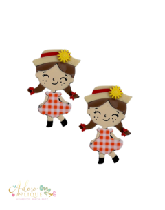 Aplique Acrílico Duplo Corpinho Menina Caipira Vestido Xadrez - 2 unidades