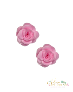 Aplique de Tecido Flor Rosa - 2 unidades