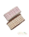 Fita Sanding Tweed Lãnzinha com Borda Babadinho de Crochê Rosa ou Marrom - 2 metros
