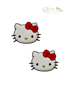 Aplique Emborrachado Hello Kitty Laço Vermelho - 2 unidades
