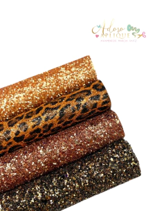112 Kit Lonitas Outono Onça com Flocada (12x33cm) - 4 Pedaços