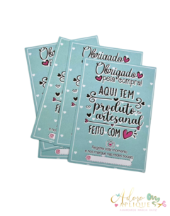 Cartão de Agradecimento Personalizado Azul BB (10,5 x 7,5cm) - 20 UNIDADES
