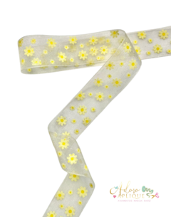Fita de Organza com Florzinhas (30 mm) - 2 metros