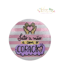 Adesivo Redondo Rosa Feito á Mão - 25 UNIDADES