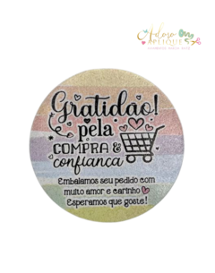 Adesivo Redondo Candy Gratidão - 25 UNIDADES
