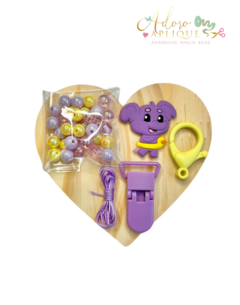 68 - Kit Prendedor de Chupeta Baby Tube Lilás Valentina - (1 Unidade)