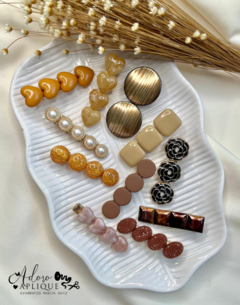 416 - Kit Bico de Pato Coleção Rosas Cor Nude e Chocolate - (11 Hair Clips)