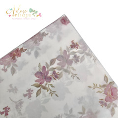 Papel de Seda Decorado Floral Branco (24cm x 34cm) - 10 Folhas