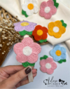 Kit Tiara com Aplique de Crochê Flores do Campo Coloridas - 1 Unidade