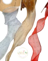 Fita de Organza Brilhosa Com Strass e Borda de Prateada (6cm) - 2 metros