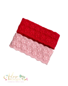 Fita 100% Algodão com Flores Bordadas (Bordado Inglês) 25mm - 2 metros