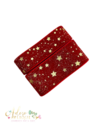 Fita de Veludo Vermelha com Lurex e Estrelas Douradas (38 mm ou 22mm) - 2 metros