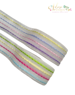 Fita de Organza Com Pesponto Verão ou Candy (38 mm) - 2 metros