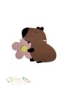 Aplique Acrílico Duplo Curvado Capivara com Flor - 1 unidade - comprar online