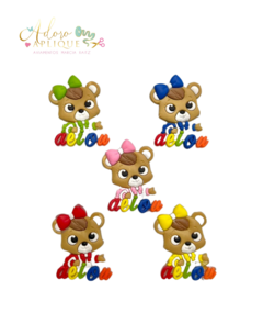 Apliques Emborrachado Ursinho Vogais Escolar - 2 ou 5 unidades mix