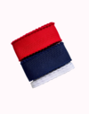 Kit Fita Importada Lisa com Borda de Pompom Vermelho, Branco e Azul - 1 metro de cada