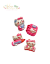 Aplique de Resina Hello Kitty Escolar Pink - 4 unidades mix