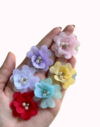 Aplique de Tecido Flor de Organza com Miolo Bordado - 2 unidades