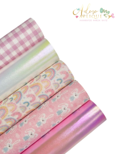 136 Kit Lonitas Páscoa Coelhinho Rosa com Arco Íris (12x33cm) - 5 Pedaços - comprar online