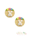 Aplique Acrílico Duplo Coelho Flores Telinha Redonda - 2 unidades - comprar online