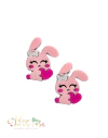Aplique Acrílico Duplo Coelho Rosa com Coração - 2 unidades - comprar online