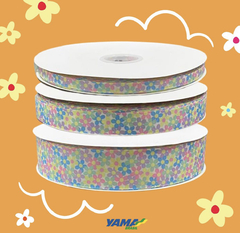 Kit Fita Gorgurão Estampada Yama Floral Candy Color (38 mm) - (2 metros ou 5 metros de cada)