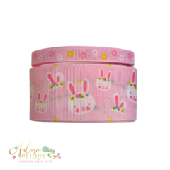 Kit Fita Gorgurão Estampada Yama Coelhinho Rosa (38 e 10mm) - (2 metros ou 5 metros + Brinde ) na internet