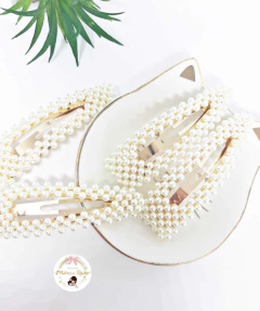 Presilha TicTac Dourado com Pérolas - 2 Unidades