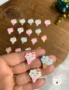 Aplique Acrílico Mini Casquinha de Nuvem Colorida com Glitter - 3 unidades