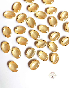 Aplique Pedra Oval Champanhe (19mm) - 10 unidades