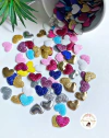Aplique Tecido Mini Coração Gliter - Pacote Mix - 10 unidades