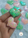 Aplique de Resina Rosa BB e Tiffany Gliter Estrelinha Boreal - 2 unidades