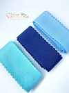 Fita Importada Lisa com Borda de Pompom Tiffany, Azul BB e Azul Marinho(38 mm) - 2 metros