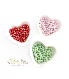 CRISTAL FACETADO Leitoso Vermelho, Verdinho e Rosa BB (6MM) - 40 UNIDADES