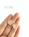 Pingente Dourado Banhado Coração Rosa BB - (1 unidade)