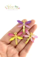 Aplique Acrílico Libélula Colorida com Dourado - 2 unidades