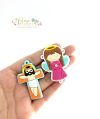 Aplique Emborrachado Anjinho e Cruz Jesus Pink com Tiffany - 2 unidades