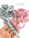 Fita Importada Tweed Branco com Borda Desfiada Colorida (15 mm) - 1 metro