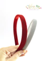 Tiaras Veludo Vermelha e Branca Brilhosa (1,5 cm) - (1 unidade)