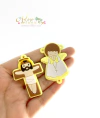 Aplique Emborrachado Anjinho e Cruz Jesus Amarelo BB - 2 unidades