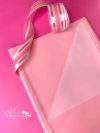 Kit Papel de Seda Dupla Face Poli Mate Rosa BB e Fita Listrada Rosa (24cm x 34cm) - 10 Folhas e 5 metros de Fita