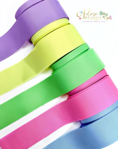 Kit Fita de Gorgurão Yama Candy Color (38 mm e 10mm) - 2 metros de cada